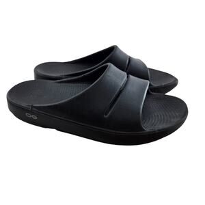 Oofos Sandas Womens 9 Mens 7 Ooahh Slide Slip On Black Recovery Gym‎ Athleisure